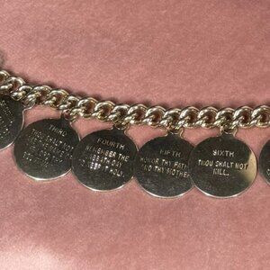 Vintage 1960s Gold Tone Ten Commandments Charm Bracelet
